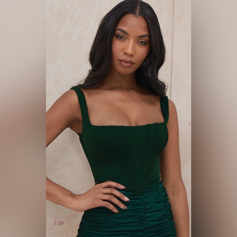 House of CB Ninetta Emerald Green Mesh Corset Top Size Small Bustier Date Night